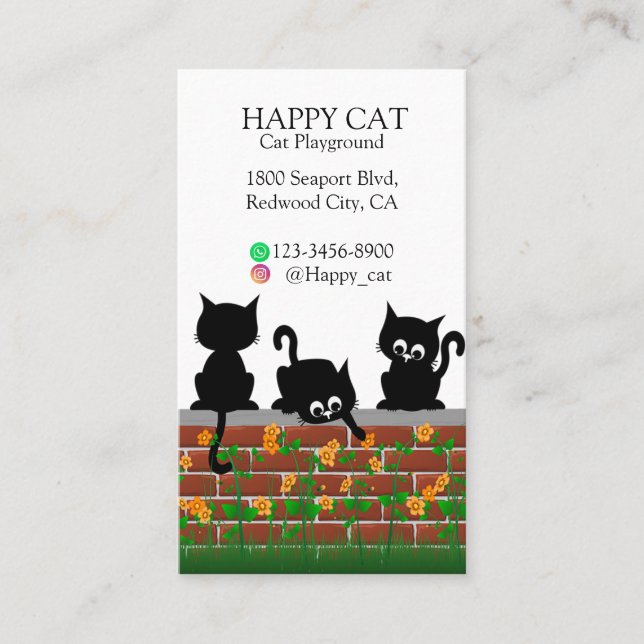 Carte De Visite Curious Cats on a Garden Wall (Devant)