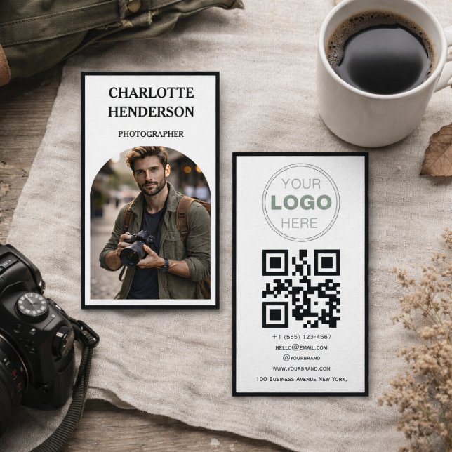 Carte De Visite Custom Business Review QR Code Logo (Minimalist QR Code Professional Design Business Card)