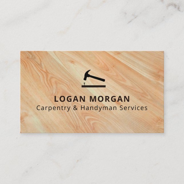 Carte De Visite Custom Carpentry Handyman Wood Tools Modern (Devant)