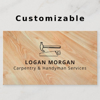 Carte De Visite Custom Carpentry Handyman Wood Tools Modern