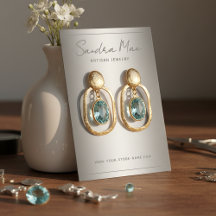 Custom Chic Gray Black White Jewelry Display Card