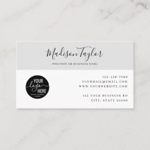 Carte De Visite Custom Company Logo QR Code Simple Feminine Gray