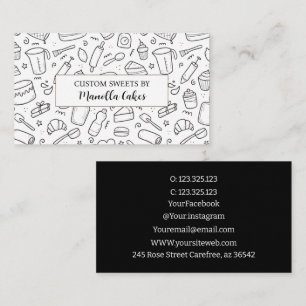 Carte De Visite Custom cooking & baking black&white Utensil Bakery