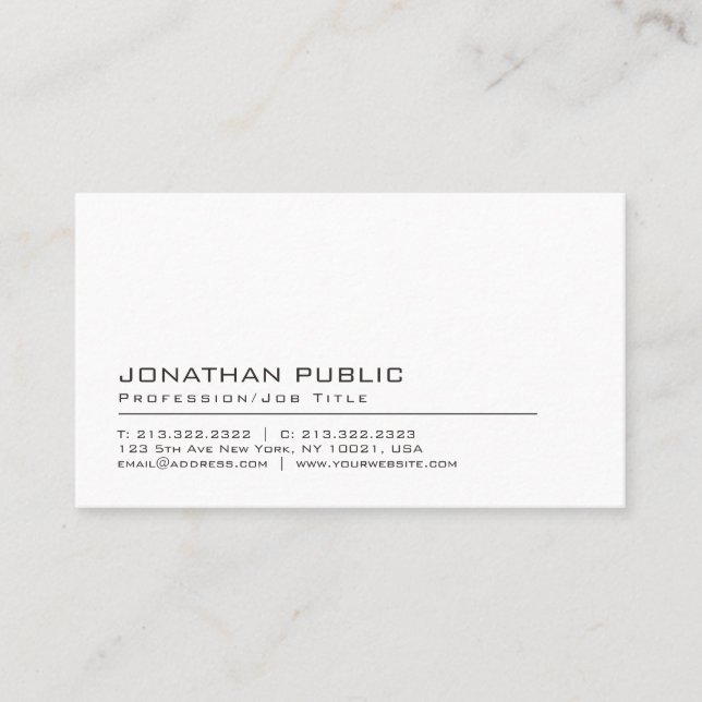 Carte De Visite Custom Elegant Professional Modern Simple Template (Devant)