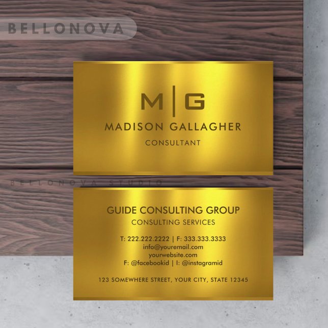 Carte De Visite Custom Gold Yellow Metal Professional (Custom Gold Yellow Metal Professional Business Card)