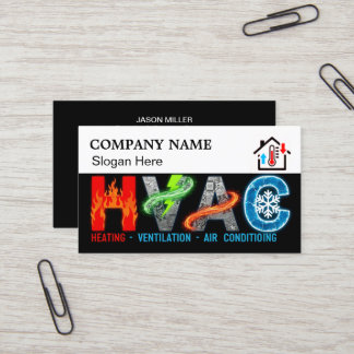 Carte De Visite Custom HVAC Business Card with Company Logo & Slog