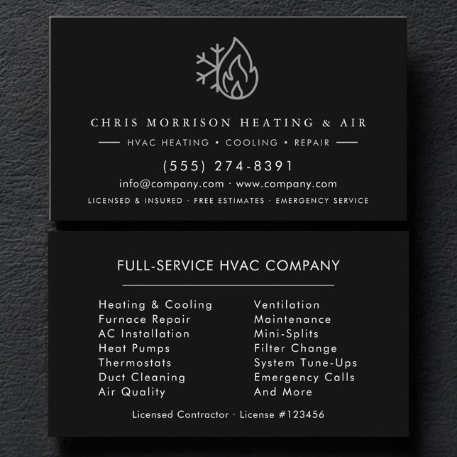 Carte De Visite Custom HVAC Services Company (Créateur téléchargé)