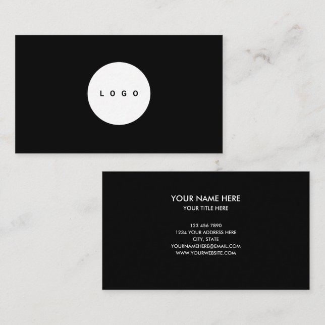 Carte De Visite Custom logo circle professional black  (Devant / Derrière)