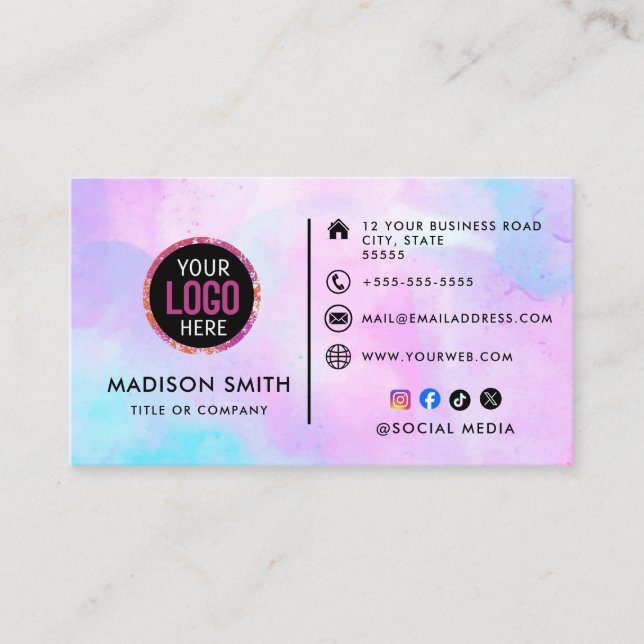 Carte De Visite Custom logo modern minimalist social media (Devant)