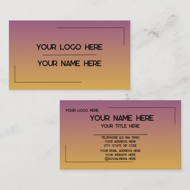 Carte De Visite Custom Logo Name Minimalist Modern Professional (Devant / Derrière)