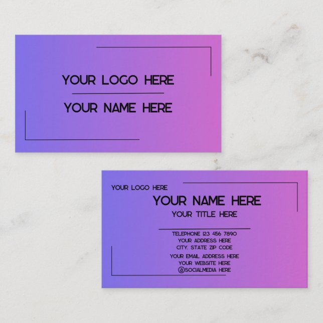 Carte De Visite Custom Logo Name Minimalist Modern Professional (Devant / Derrière)