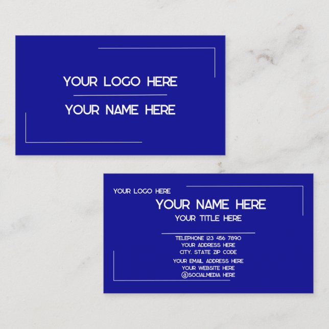 Carte De Visite Custom Logo Name Minimalist Modern Professional (Devant / Derrière)