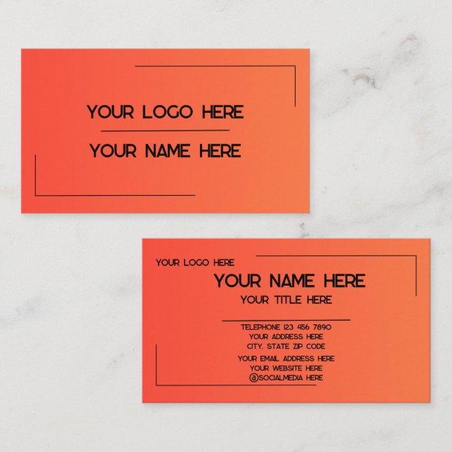 Carte De Visite Custom Logo Name Minimalist Modern Professional (Devant / Derrière)