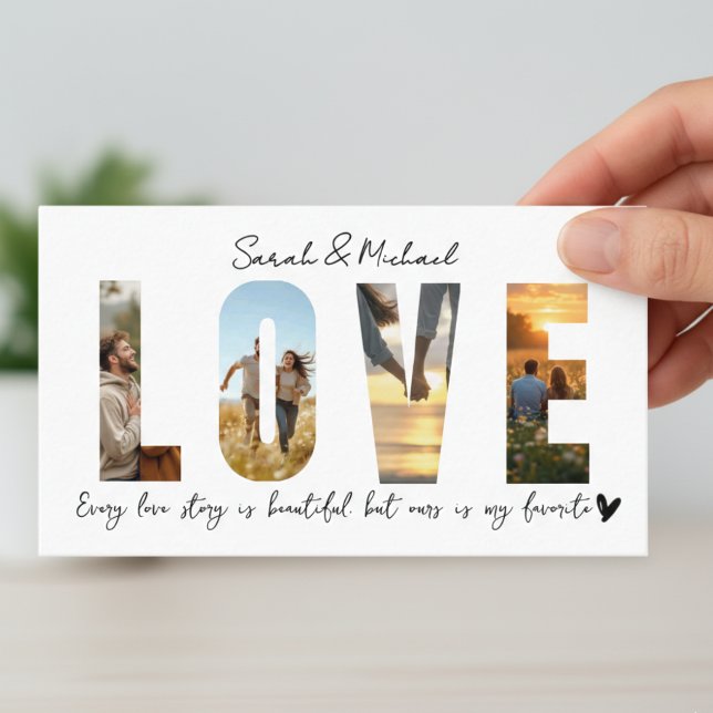 Carte De Visite Custom LOVE Photo Collage Card for Couples (Créateur téléchargé)
