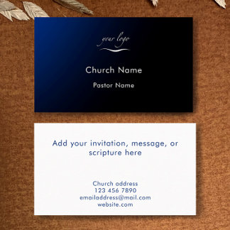 Carte De Visite Custom Modern Blue Gradient Church Pastor Minister