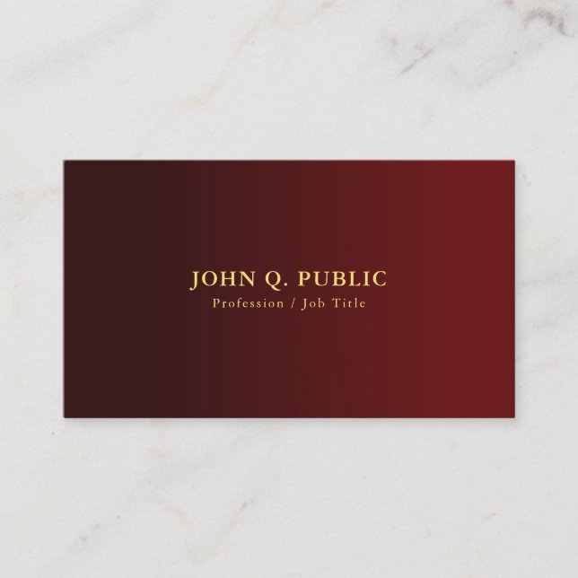 Carte De Visite Custom Modern Elegant Professional Gold Text (Devant)
