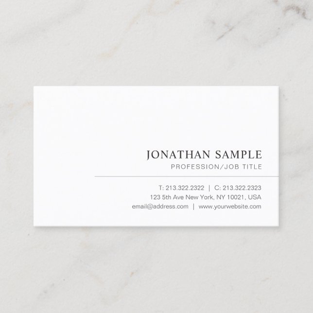 Carte De Visite Custom Modern Elegant Simple Professional Template (Devant)