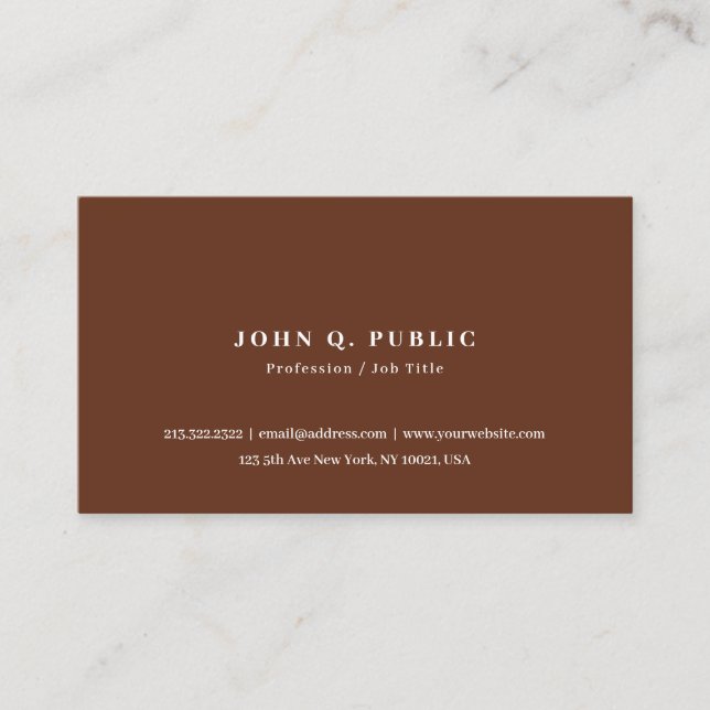 Carte De Visite Custom Modern Elegant Simple Template Terracotta (Devant)