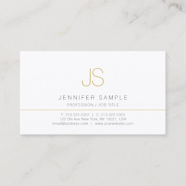 Carte De Visite Custom Modern Simple Professional Elegant Monogram (Devant)