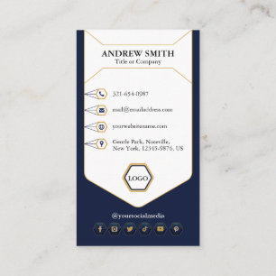 Carte De Visite Custom Navy Blue Jaune Icônes professionnelles Mod