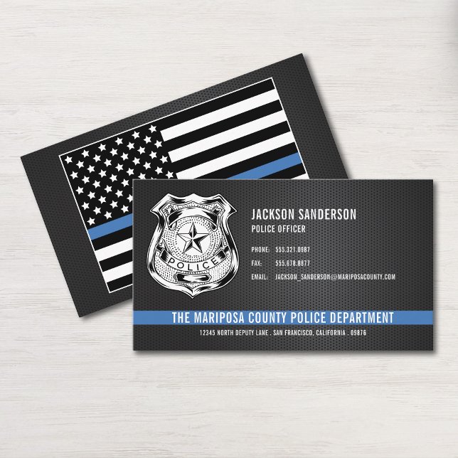 Carte De Visite Custom Police Department Thin Blue Line Logo (Custom Police Department Thin Blue Line Logo Business Card)