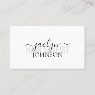 Carte De Visite Custom Stylish Script Minimalist Black Gray White