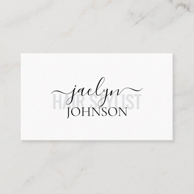 Carte De Visite Custom Stylish Script Minimalist Black Gray White (Devant)
