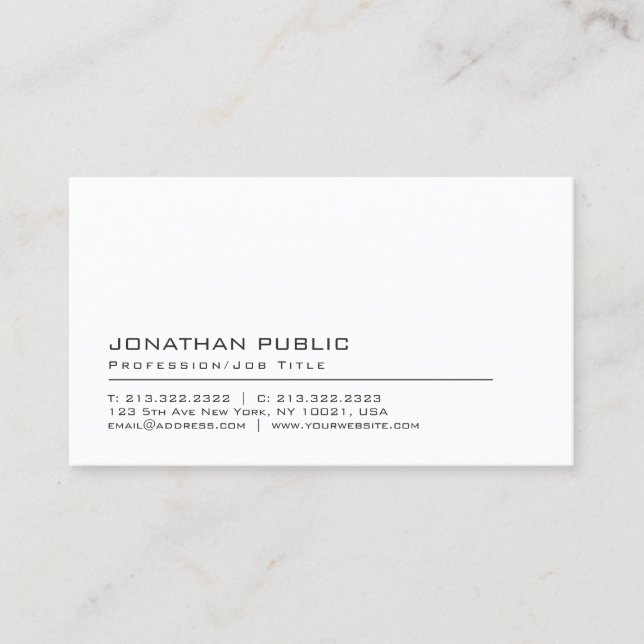 Carte De Visite Custom Text Elegant Modern Simple Template Trendy (Devant)