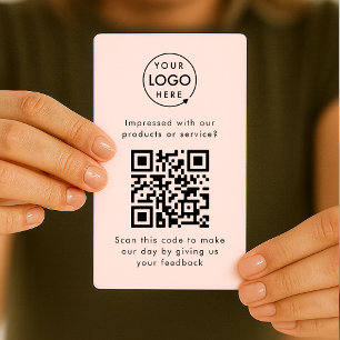 Carte De Visite Customer Feedback QR Code Pink Business Review