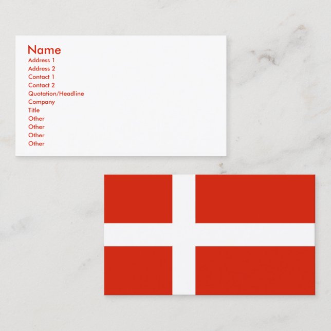Carte De Visite Customisez votre Dannebrog ! (Devant / Derrière)