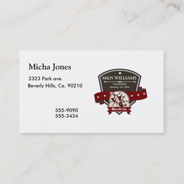 Carte De Visite Customisez votre logo de Name Bicycle Company (Devant)