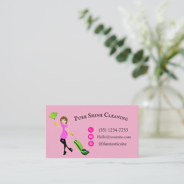 Carte De Visite "Customizable Business Card - Pure Shine Cleaning" (Debout devant)