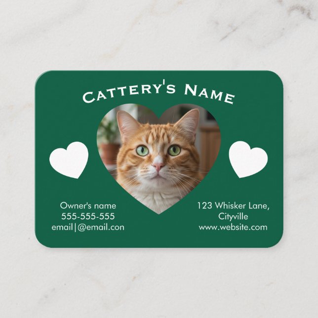Carte De Visite Customizable Cattery Business Card  (Devant)