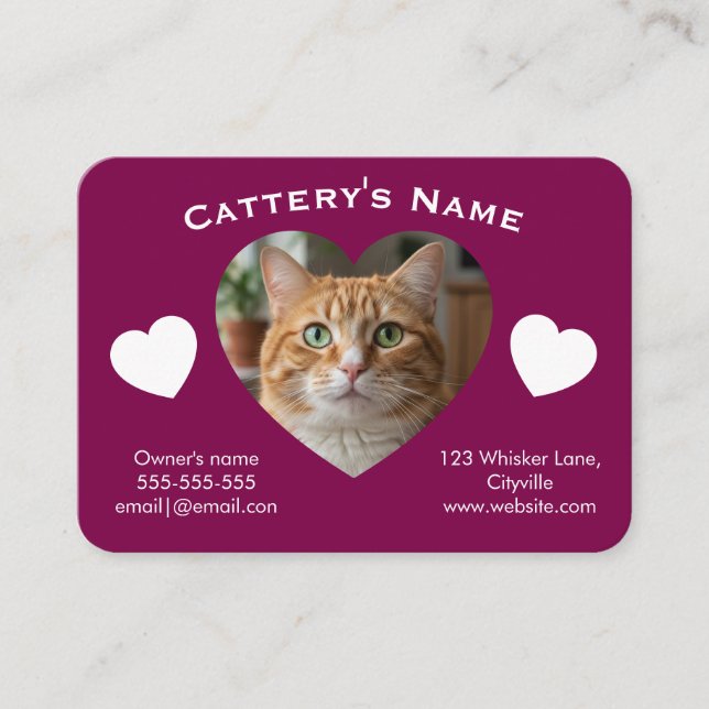 Carte De Visite Customizable Cattery Business Card  (Devant)
