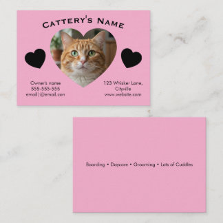 Carte De Visite Customizable Cattery Business Card - Heart Photo