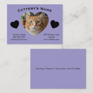 Carte De Visite Customizable Cattery Business Card - Heart Photo