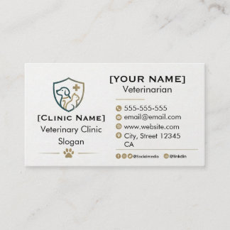 Carte De Visite Customizable Minimalist Veterinary Business Card 