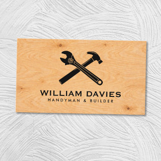 Carte De Visite Customize Your Logo | Handyman Plywood Texture