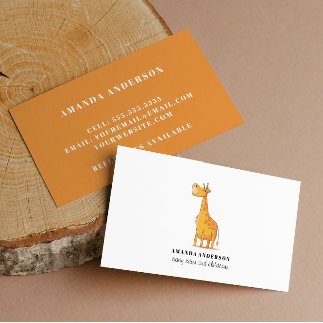 Carte De Visite Cute adorable Giraffe Baby-sitter garde d'enfants (Créateur téléchargé)