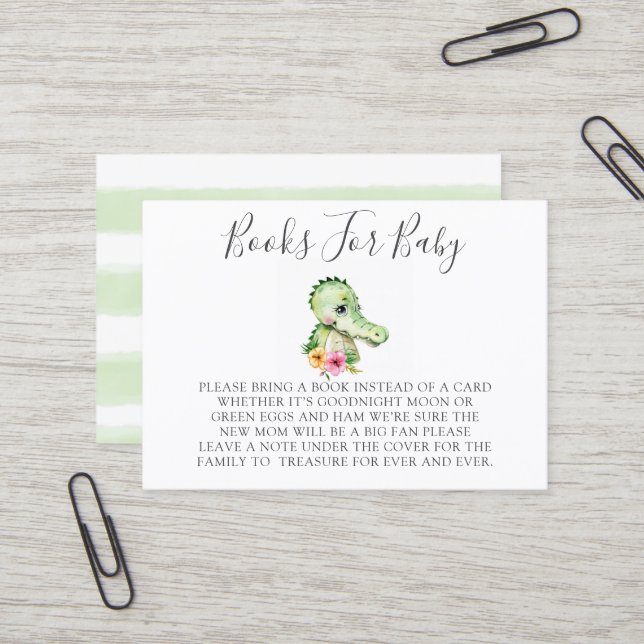 Carte De Visite Cute Alligator Hibiscus Livres Pour Boîtier Bébé (Devant/Arrière en situation)