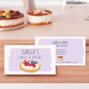 Carte De Visite Cute aquarelle tarte gâteaux de boulangerie script