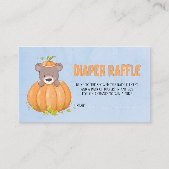 Carte De Visite Cute Automne Ours Citrouille Déchets Raffin (Devant)