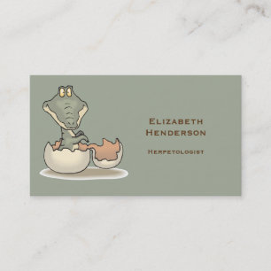 Carte De Visite Cute Baby Alligator Cartoon Hatching from Eggshell