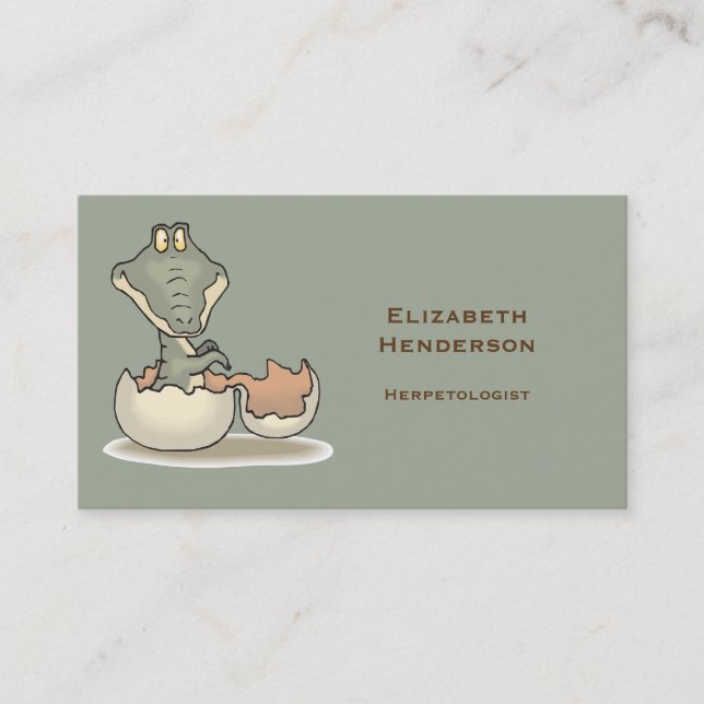 Carte De Visite Cute Baby Alligator Cartoon Hatching from Eggshell (Devant)