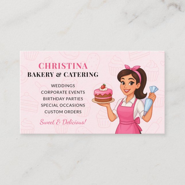 Carte De Visite Cute Bakery & Catering Business Card (Devant)