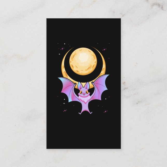 Carte De Visite Cute Bat Crescent Pastel Goth Moon Kawaii (Devant)