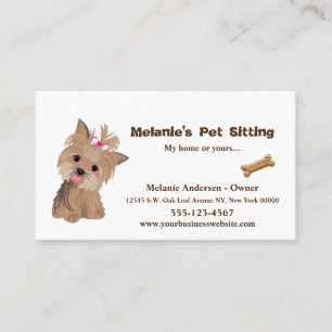 Carte De Visite Cute beige Yorkie Chien Animaux de compagnie Sitti