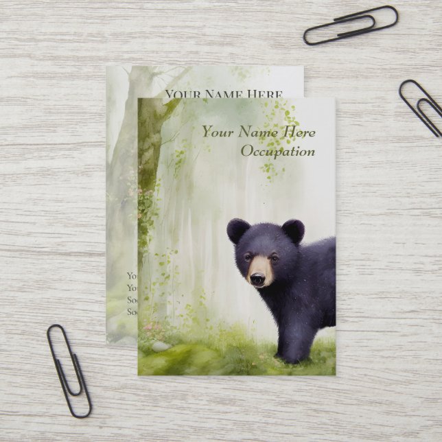 Carte de visite Cute Black Bear Cub (Devant/Arrière en situation)