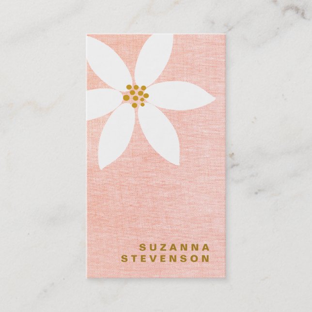 Carte De Visite Cute blanc marmite rose floral (Devant)