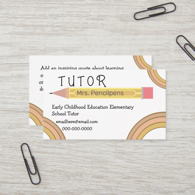 Carte De Visite Cute Boho Rainbows Tuteur (Devant/Arrière en situation)